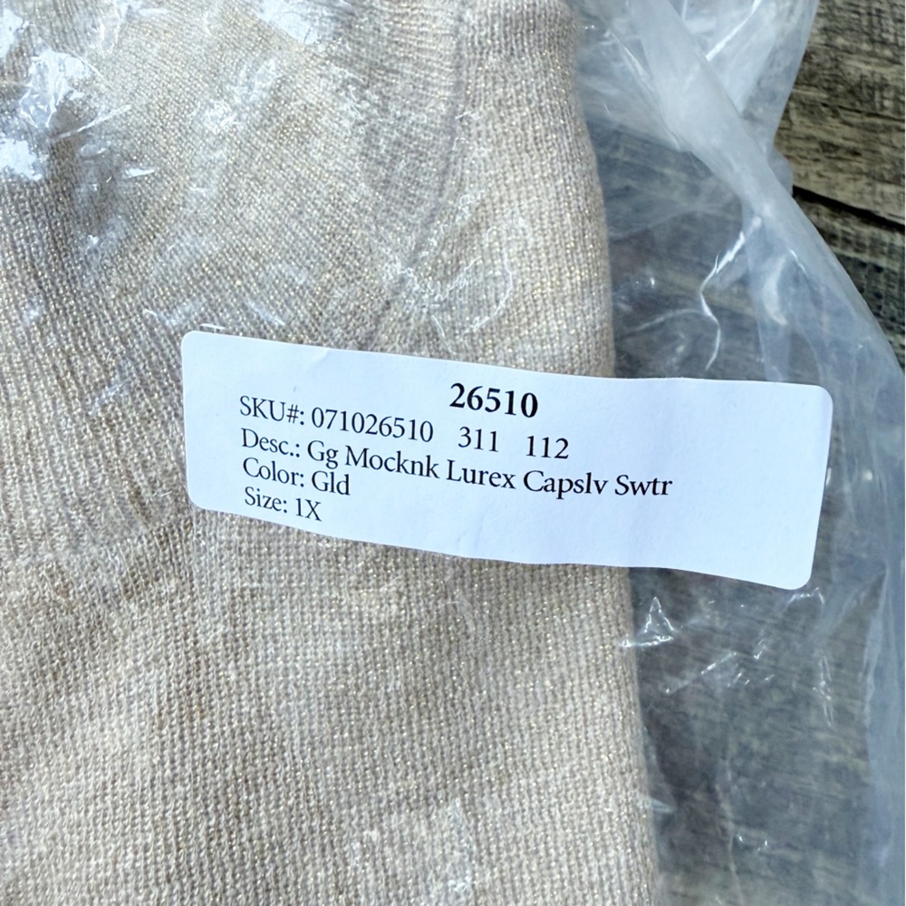 NWT Coldwater Creek Gold Sleeveless Knit Top High Neck Mock Turtleneck Size 1X - Picture 13 of 14
